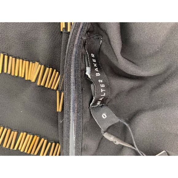 Walter Baker Tatiana Mini Dress Black Gold 0 NEW - Picture 7 of 11